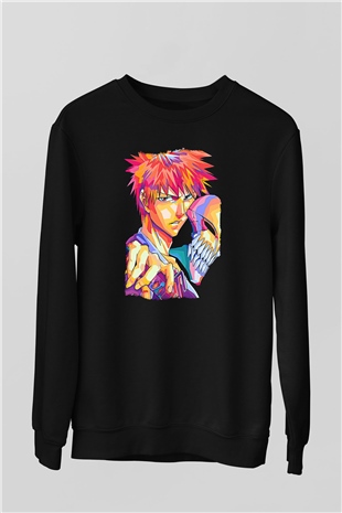Bleach Baskılı Unisex Siyah Sweatshirt