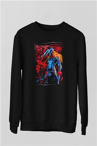 Bleach Baskılı Unisex Siyah Sweatshirt