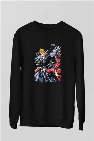 Bleach Baskılı Unisex Siyah Sweatshirt