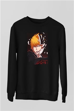 Bleach Baskılı Unisex Siyah Sweatshirt