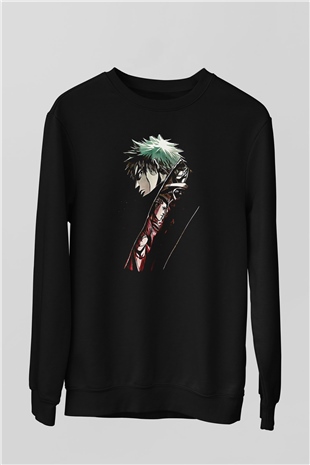 Bleach Baskılı Unisex Siyah Sweatshirt
