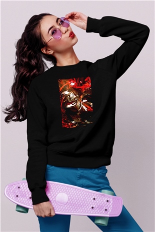 Bleach Baskılı Unisex Siyah Sweatshirt