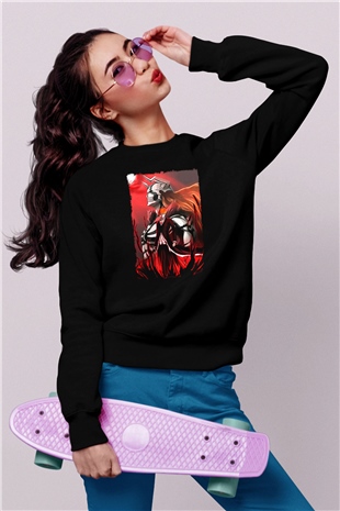 Bleach Baskılı Unisex Siyah Sweatshirt