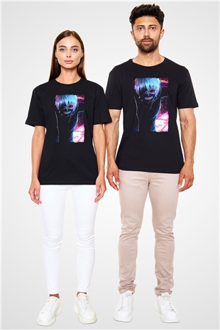 Bleach Baskılı Unisex Siyah Tişört - Tshirt