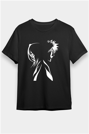 Bleach Baskılı Unisex Siyah Tişört - Tshirt