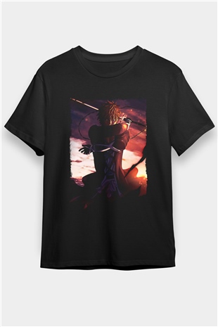 Bleach Baskılı Unisex Siyah Tişört - Tshirt