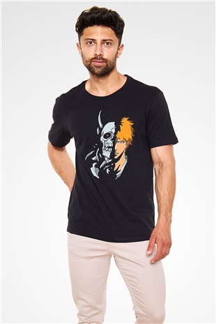 Bleach Baskılı Unisex Siyah Tişört - Tshirt
