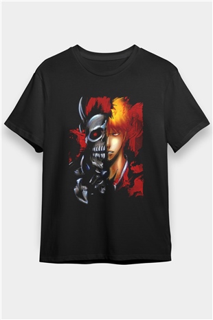 Bleach Baskılı Unisex Siyah Tişört - Tshirt