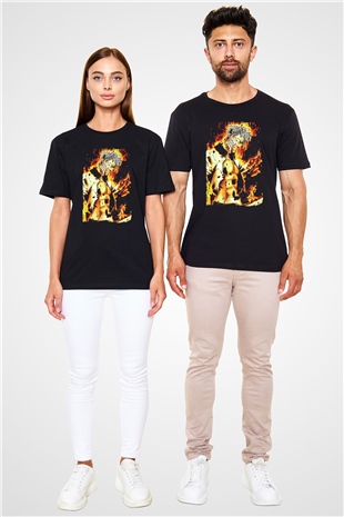 Bleach Baskılı Unisex Siyah Tişört - Tshirt