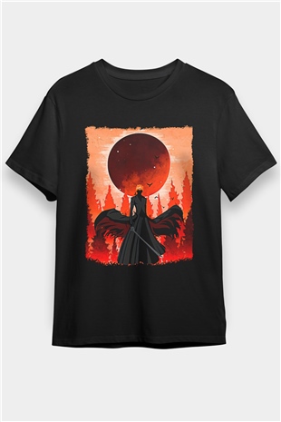 Bleach Baskılı Unisex Siyah Tişört - Tshirt