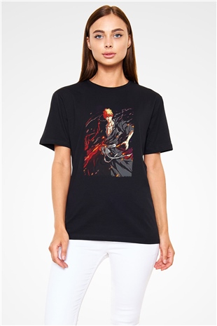 Bleach Baskılı Unisex Siyah Tişört - Tshirt