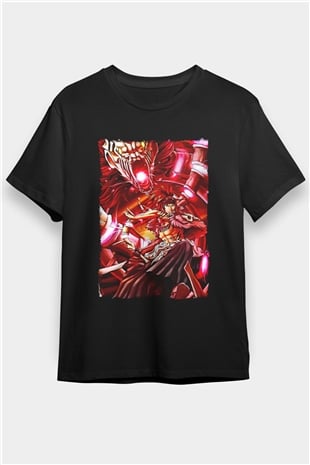 Bleach Baskılı Unisex Siyah Tişört - Tshirt