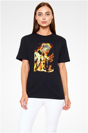 Bleach Baskılı Unisex Siyah Tişört - Tshirt