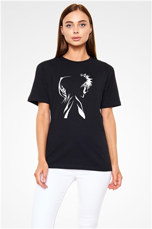 Bleach Baskılı Unisex Siyah Tişört - Tshirt