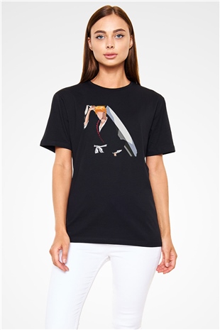 Bleach Baskılı Unisex Siyah Tişört - Tshirt
