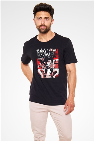 Bleach Baskılı Unisex Siyah Tişört - Tshirt