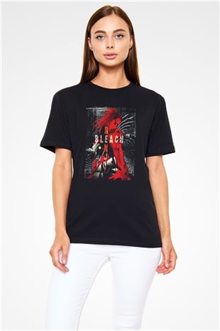 Bleach Baskılı Unisex Siyah Tişört - Tshirt