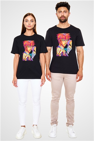 Bleach Baskılı Unisex Siyah Tişört - Tshirt
