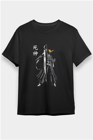 Bleach Baskılı Unisex Siyah Tişört - Tshirt