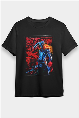 Bleach Baskılı Unisex Siyah Tişört - Tshirt