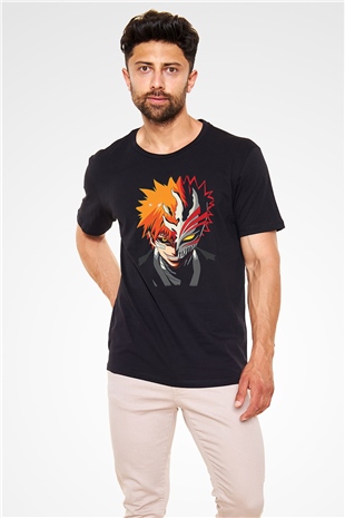 Bleach Baskılı Unisex Siyah Tişört - Tshirt