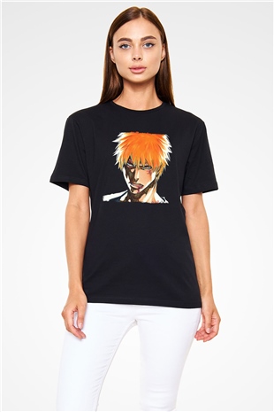 Bleach Baskılı Unisex Siyah Tişört - Tshirt