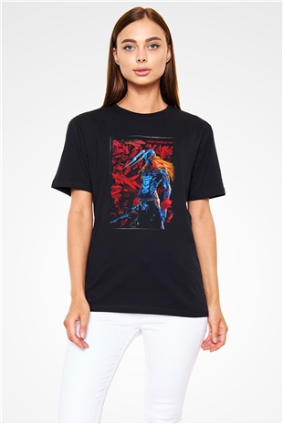 Bleach Baskılı Unisex Siyah Tişört - Tshirt