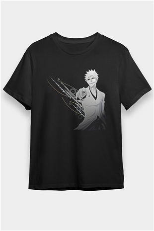 Bleach Baskılı Unisex Siyah Tişört - Tshirt