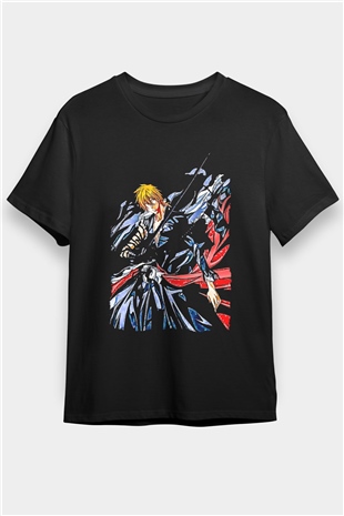 Bleach Baskılı Unisex Siyah Tişört - Tshirt