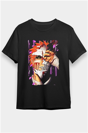 Bleach Baskılı Unisex Siyah Tişört - Tshirt