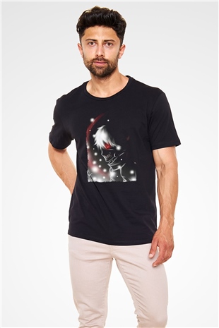 Bleach Baskılı Unisex Siyah Tişört - Tshirt