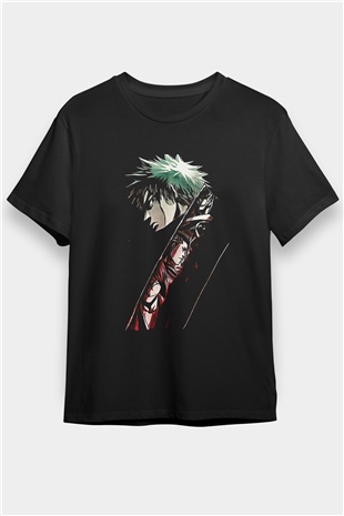 Bleach Baskılı Unisex Siyah Tişört - Tshirt