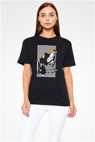 Bleach Baskılı Unisex Siyah Tişört - Tshirt