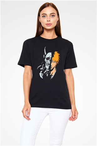 Bleach Baskılı Unisex Siyah Tişört - Tshirt