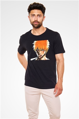 Bleach Baskılı Unisex Siyah Tişört - Tshirt