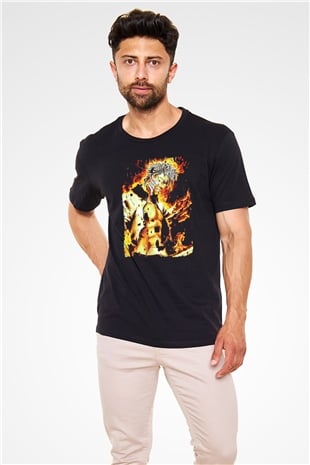 Bleach Baskılı Unisex Siyah Tişört - Tshirt