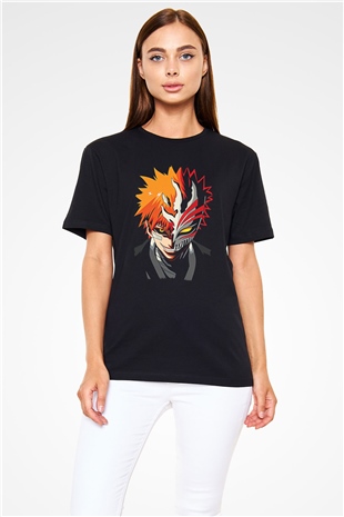 Bleach Baskılı Unisex Siyah Tişört - Tshirt