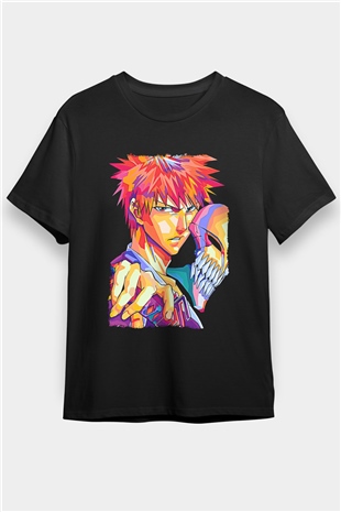 Bleach Baskılı Unisex Siyah Tişört - Tshirt