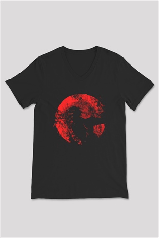 Bleach Baskılı Unisex Siyah V Yaka Tişört - Tshirt