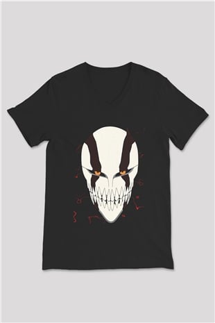 Bleach Baskılı Unisex Siyah V Yaka Tişört - Tshirt