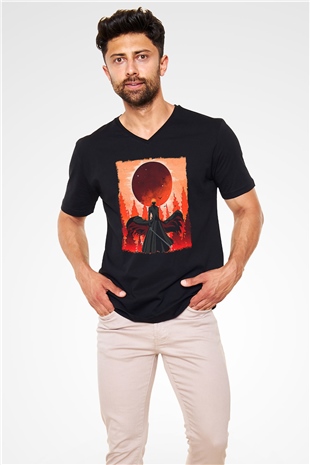 Bleach Baskılı Unisex Siyah V Yaka Tişört - Tshirt