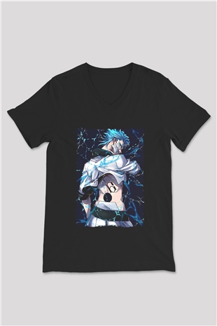 Bleach Baskılı Unisex Siyah V Yaka Tişört - Tshirt