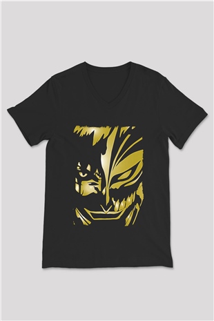Bleach Baskılı Unisex Siyah V Yaka Tişört - Tshirt