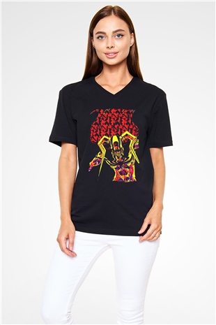 Bleach Baskılı Unisex Siyah V Yaka Tişört - Tshirt