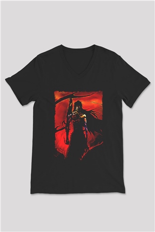 Bleach Baskılı Unisex Siyah V Yaka Tişört - Tshirt