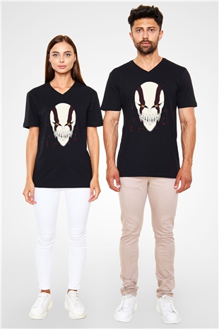Bleach Baskılı Unisex Siyah V Yaka Tişört - Tshirt