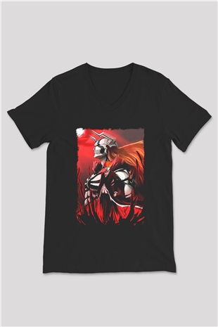 Bleach Baskılı Unisex Siyah V Yaka Tişört - Tshirt