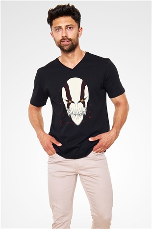 Bleach Baskılı Unisex Siyah V Yaka Tişört - Tshirt