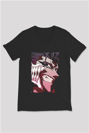 Bleach Baskılı Unisex Siyah V Yaka Tişört - Tshirt