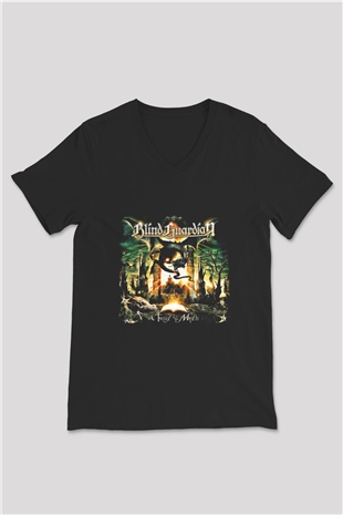 Blind Guardian Baskılı Unisex Siyah V Yaka Tişört
